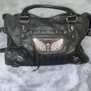 Skull Crossbody Bag Hardware Blk Rockabilly